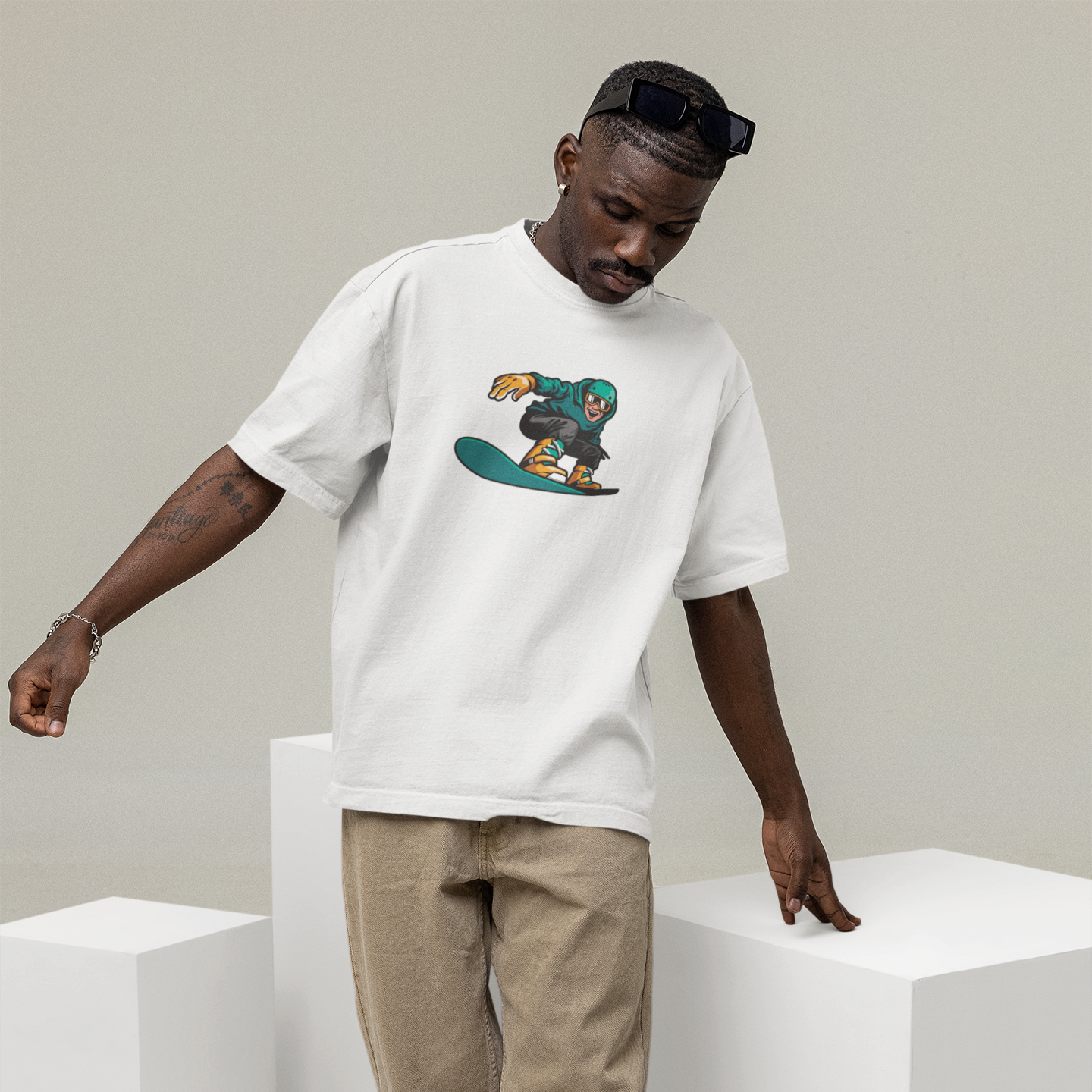 Skateboard Illustration Oversized T-Shirt